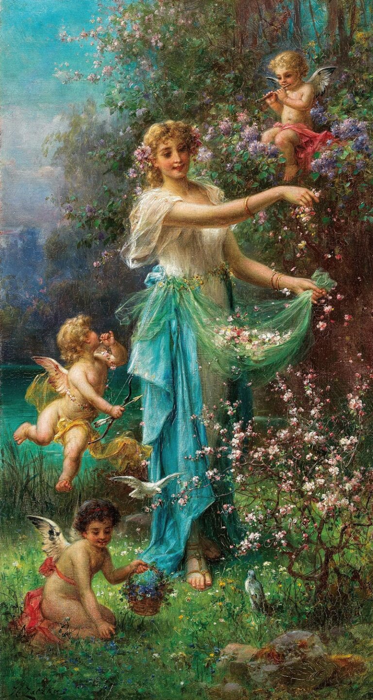 Allegorie van de lente met Cupido - Hans Zatzka
