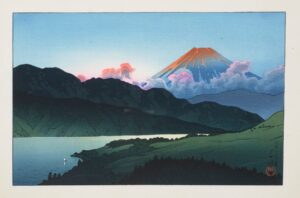 Avond bij de Fuji vanaf het Ashi-meer - Kawase Hasui