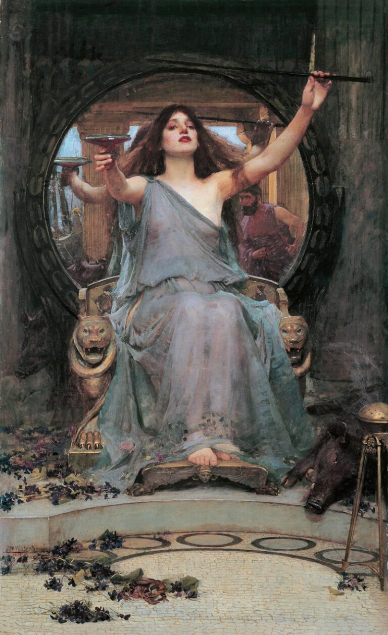 Circe biedt Odysseus de beker aan - John William Waterhouse