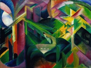Herten in de kloostertuin - Franz Marc
