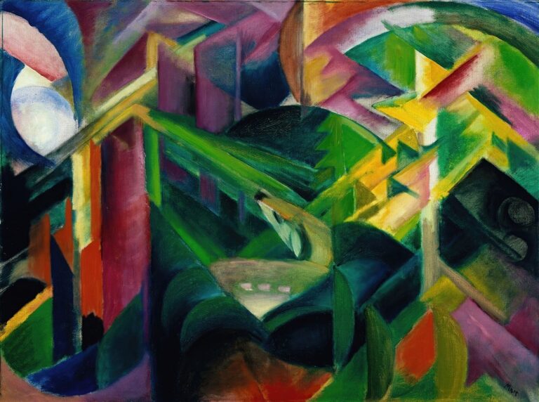 Herten in de kloostertuin - Franz Marc