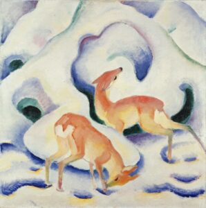 Herten in de sneeuw - Franz Marc