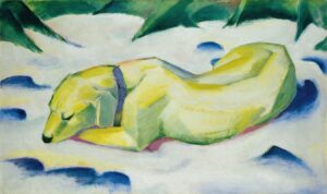 Hond in de sneeuw - Franz Marc