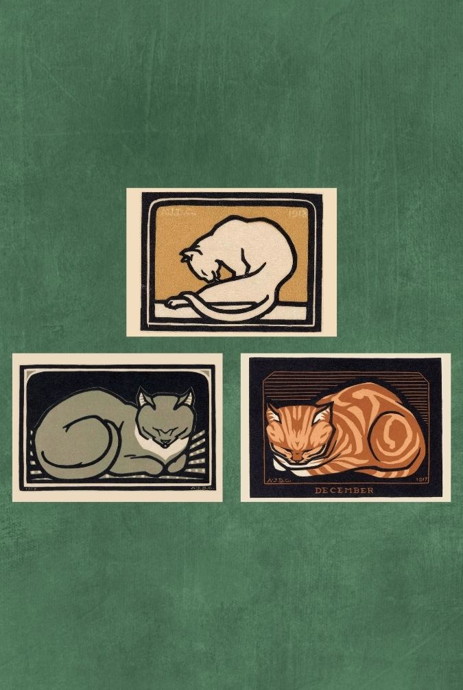 Liggende katten – Julie de Graag – A4