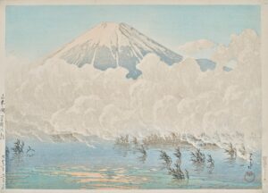 Ochtend bij Hirano aan het Yamanaka-meer - Kawase Hasui