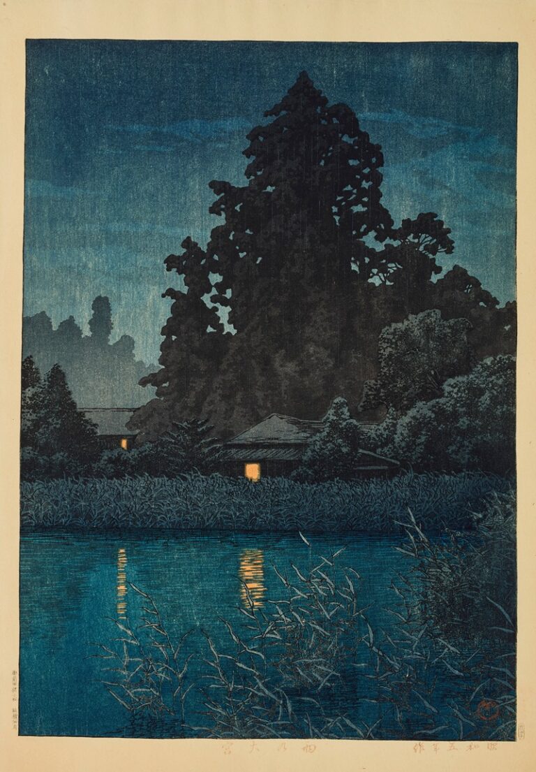 Omiya in de regen - Kawase Hasui