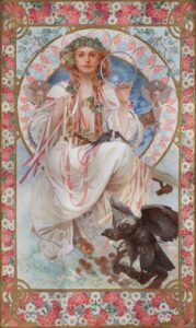 Portret van Josephine Crane-Bradley als Slavia - Alphonse Mucha