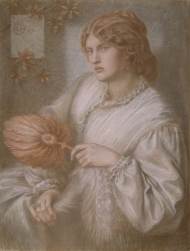 Portret van vrouw met waaier - Dante Gabriel Rossetti