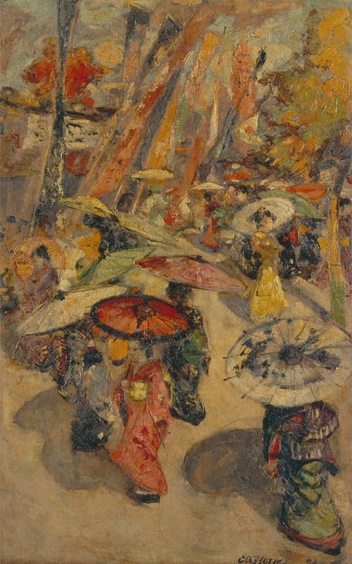 Straattafereel in Tokio - Edward Atkinson Hornel