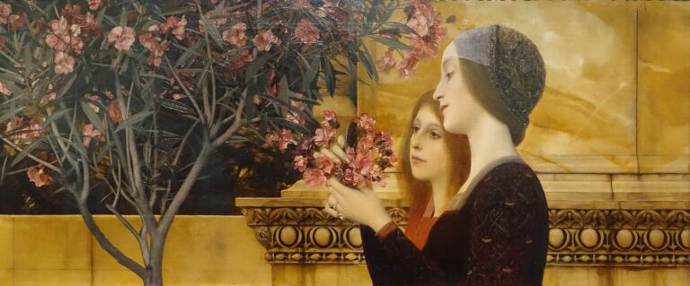 Twee meisjes met een oleanderstruik - Gustav Klimt