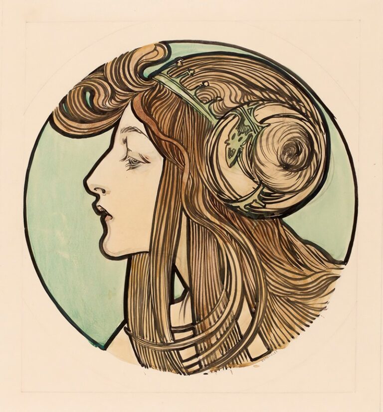 Vitraal voor de gevel van de Fouquet winkel 1 - Alphonse Mucha