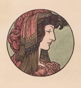 Vitraal voor de gevel van de Fouquet winkel 4 - Alphonse Mucha