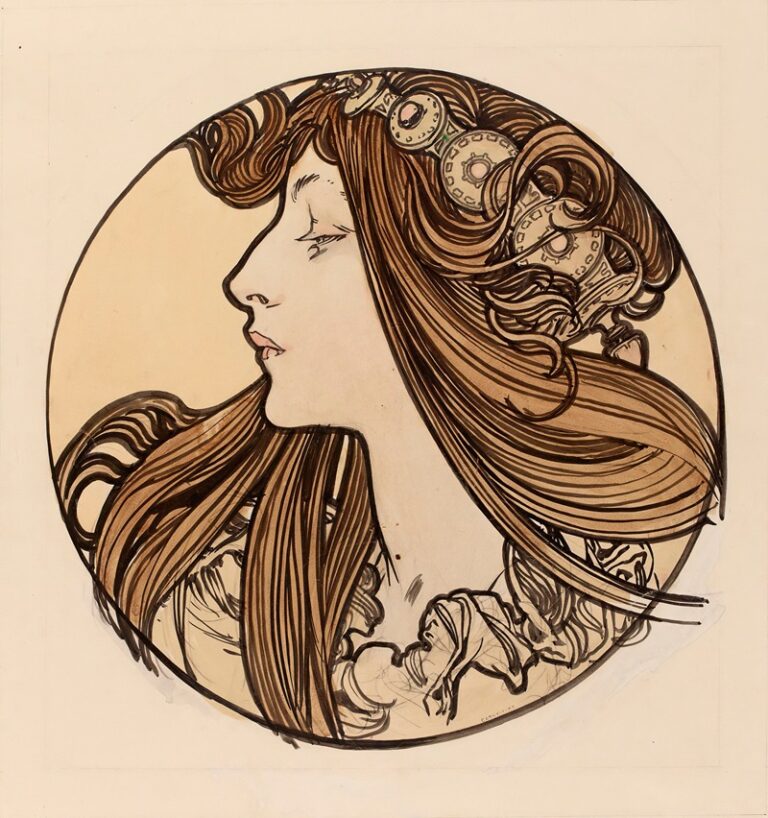 Vitraal voor de gevel van de Fouquet winkel 5 - Alphonse Mucha
