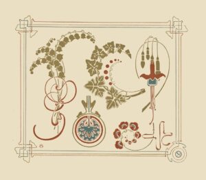Zacht decoratief ontwerp met bloemen en bladeren 1 - Alphonse Mucha