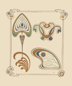 Zacht decoratief ontwerp met vleugels en bladvormen - Alphonse Mucha