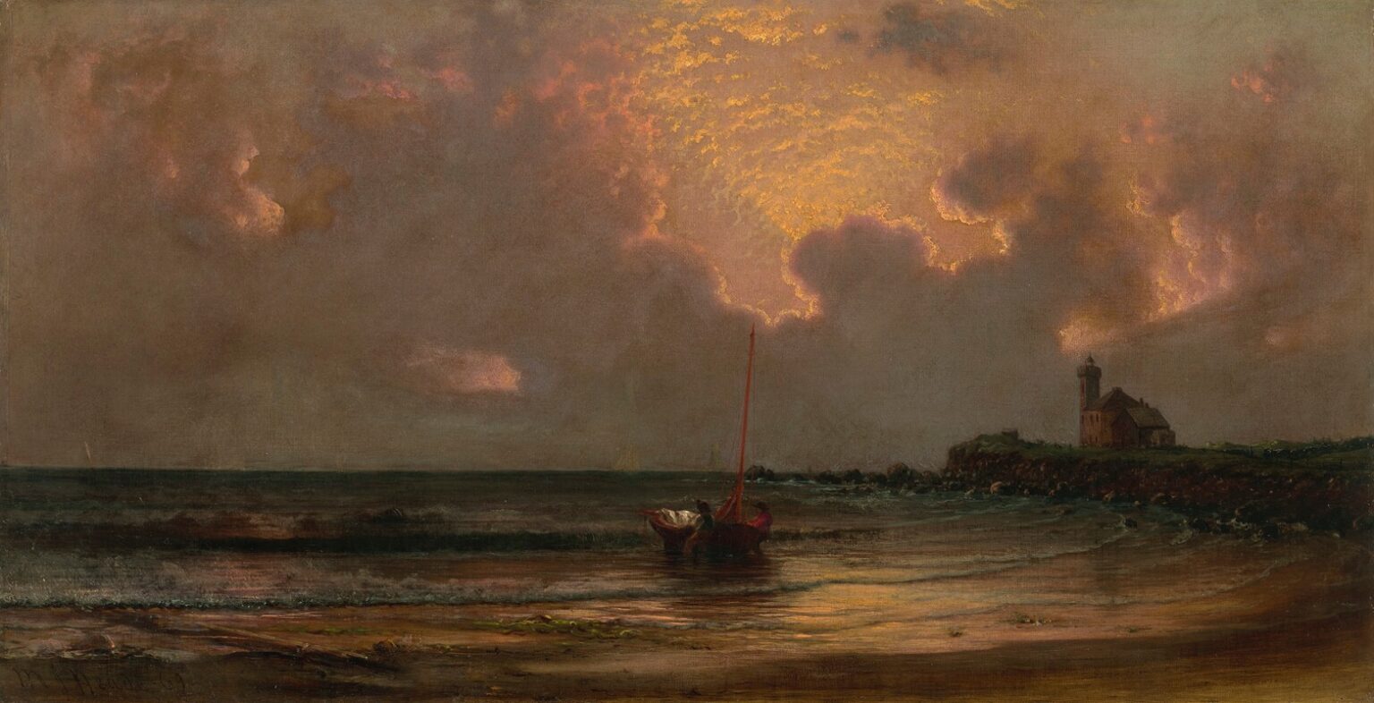 Zonsondergang bij Point Judith Light - Martin Johnson Heade