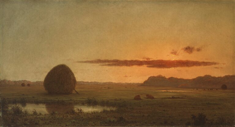Zonsondergang boven de weilanden van Newburyport 2 - Martin Johnson Heade